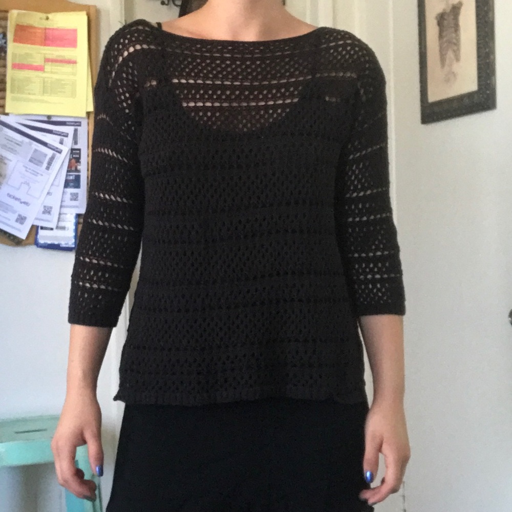 Black, knit, sweater, cover up.